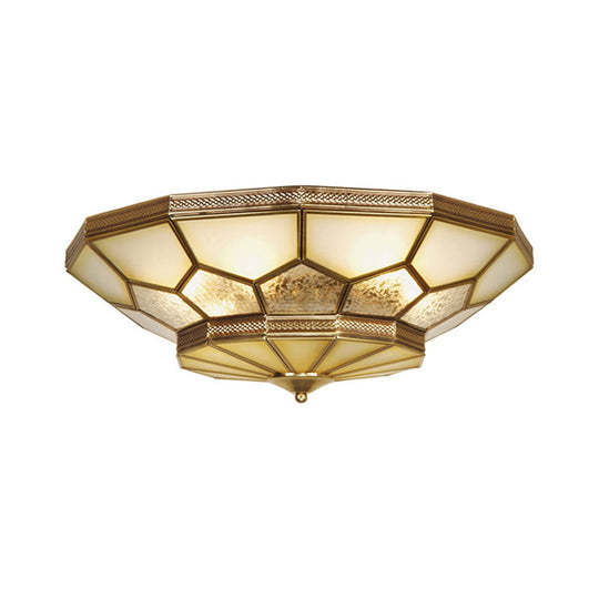 Traditional Brass Flush Mount Ceiling Light with Frosted Glass Shades - Available in 3 Sizes