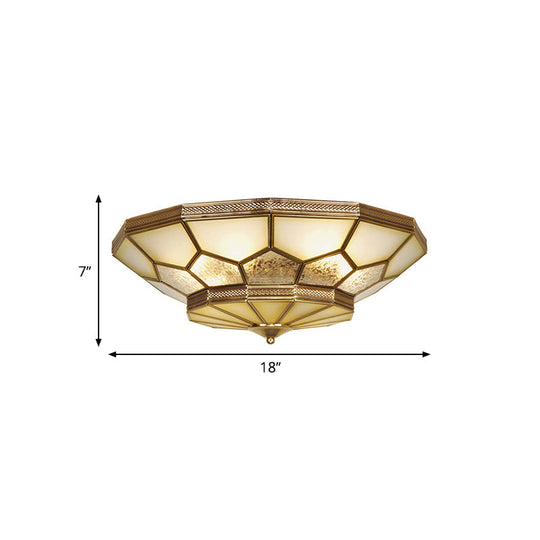 Traditional Brass Flush Mount Ceiling Light with Frosted Glass Shades - Available in 3 Sizes