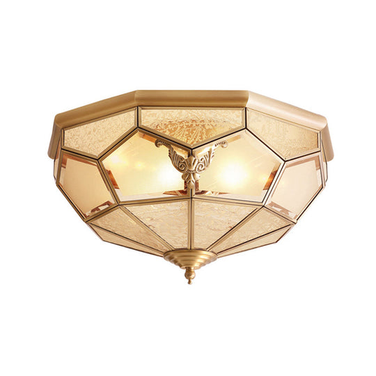 Vintage Gold Faceted Flush Mount Lighting: Beveled Glass Ceiling Fixture with 3/4/6 Lights for Bedroom