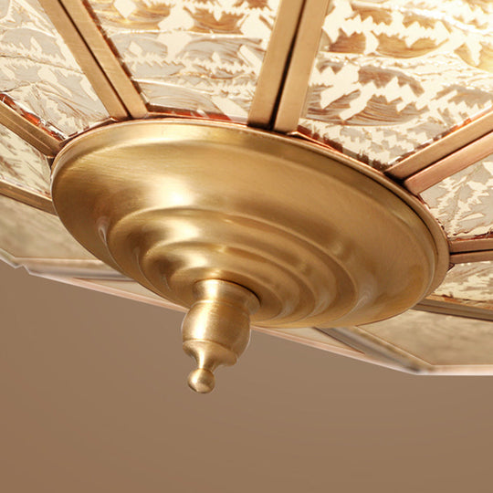 Vintage Gold Faceted Flush Mount Lighting: Beveled Glass Ceiling Fixture with 3/4/6 Lights for Bedroom