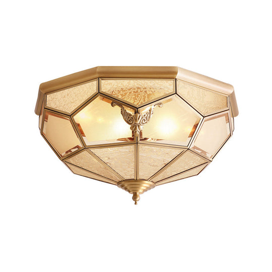 Vintage Gold Faceted Flush Mount Lighting: Beveled Glass Ceiling Fixture with 3/4/6 Lights for Bedroom