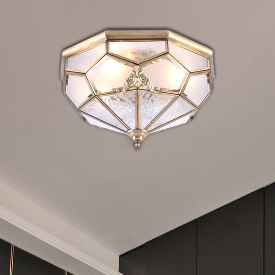 Classic Gold Bowl Frosted Glass Pane Flush Ceiling Light with 3/4/6 Lights - Bedroom Flush Mount Lamp