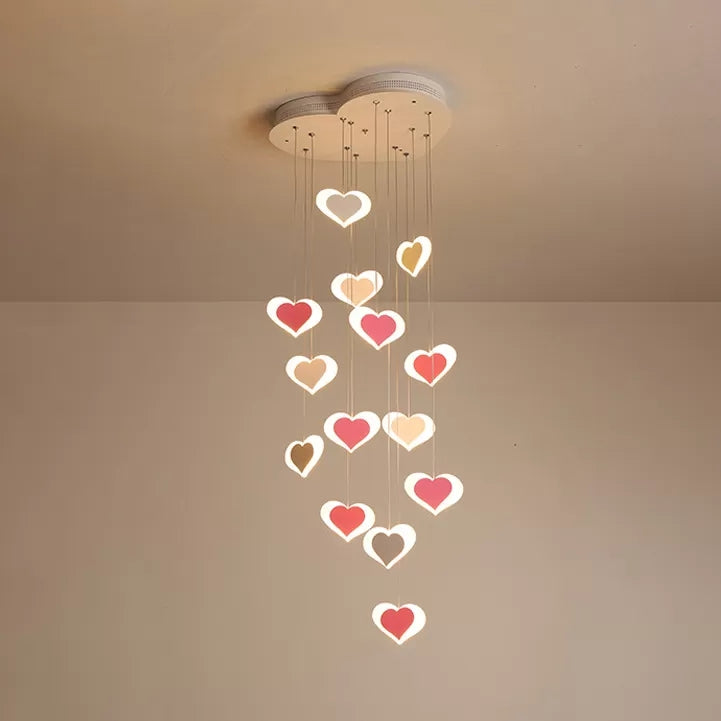 Romantic Acrylic Heart Pendant Lamp For Dining And Bedroom