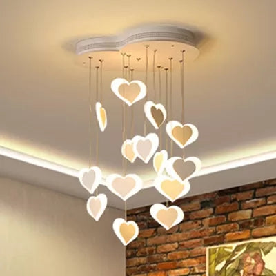 Romantic Acrylic Heart Pendant Lamp For Dining And Bedroom