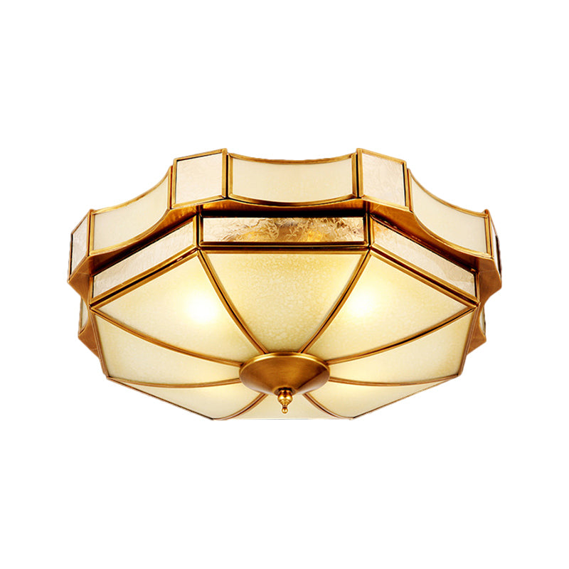 Traditional Frosted Glass Ceiling Flush Mount - Brass Finish 14/18/19.5 W