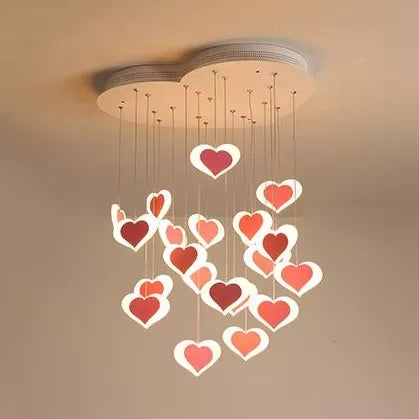 Modern Acrylic Heart Shaped Ceiling Pendant For Child Bedroom - Romantic Hanging Light