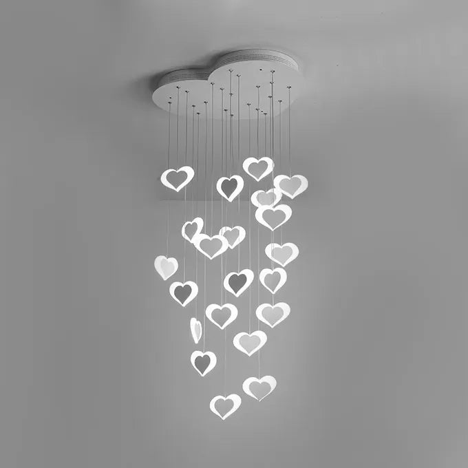 Modern Acrylic Heart Shaped Ceiling Pendant For Child Bedroom - Romantic Hanging Light