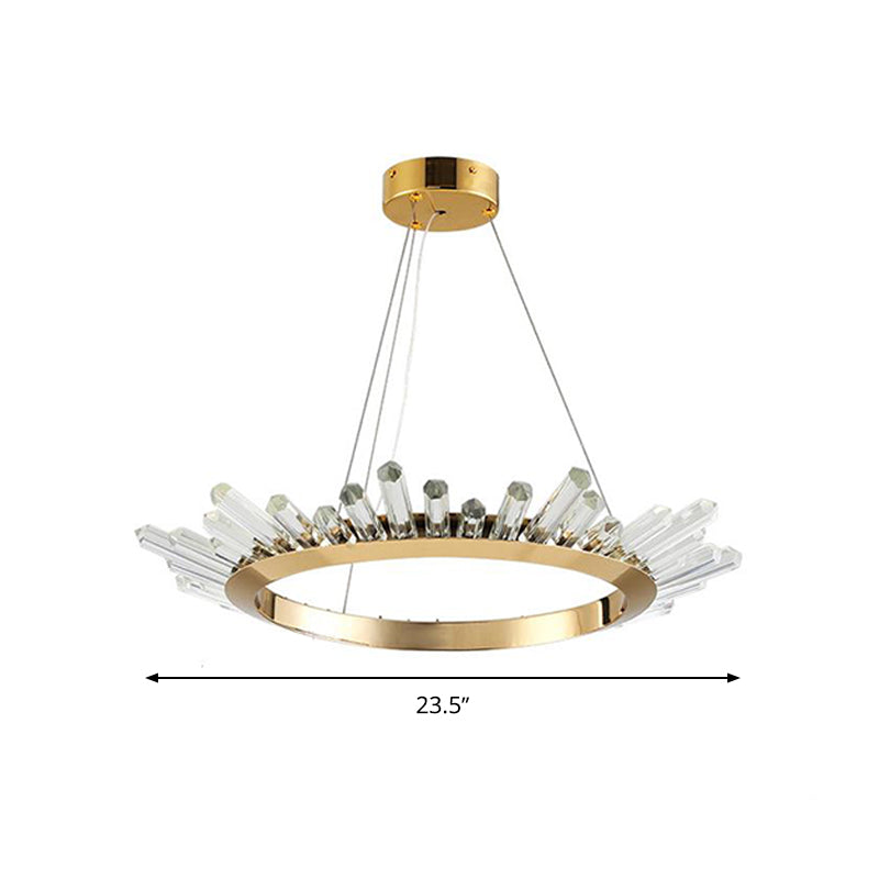 Modern Gold Metal Led Pendant Chandelier For Bedroom - 16/21.5/31.5 Wide