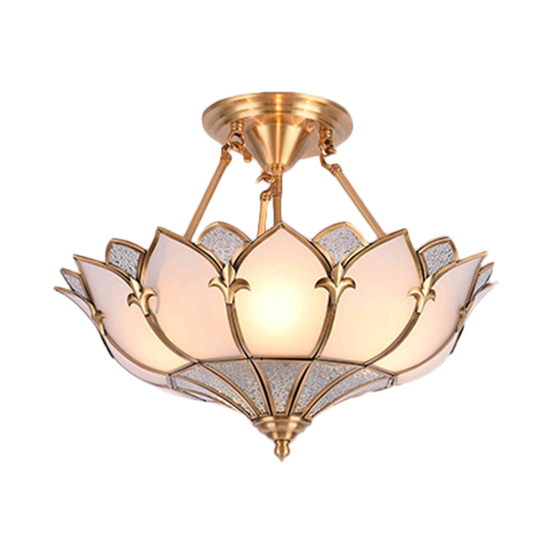 Traditional Brass Lotus Chandelier with Multi-Head Semi Flush Mount Ceiling Fixture for Living Room - 18"/25"/31.5" W