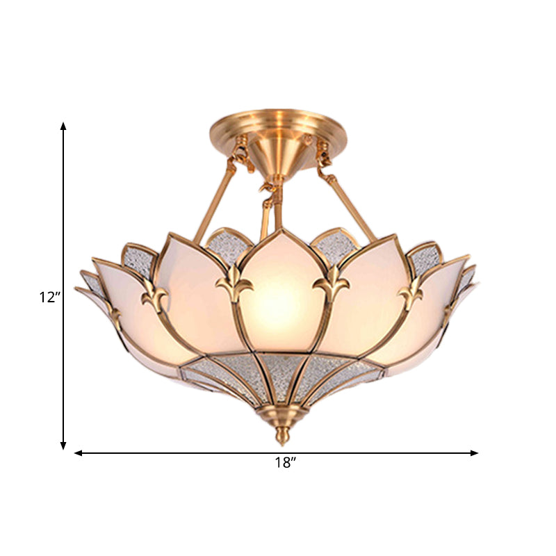 Traditional Brass Lotus Chandelier with Multi-Head Semi Flush Mount Ceiling Fixture for Living Room - 18"/25"/31.5" W