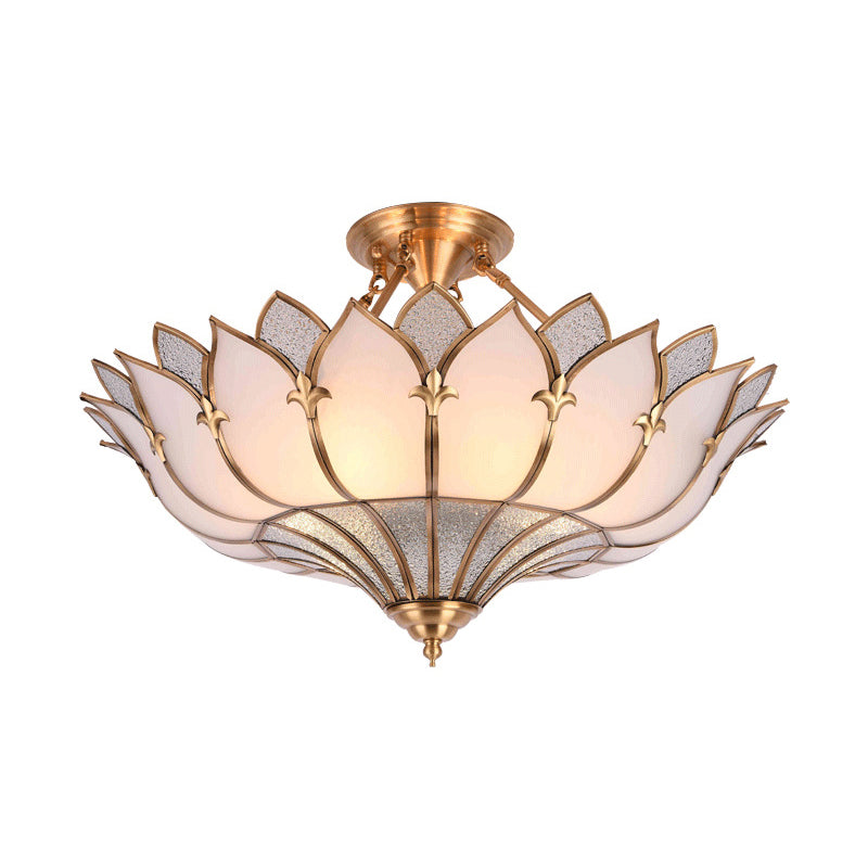 Traditional Brass Lotus Chandelier with Multi-Head Semi Flush Mount Ceiling Fixture for Living Room - 18"/25"/31.5" W