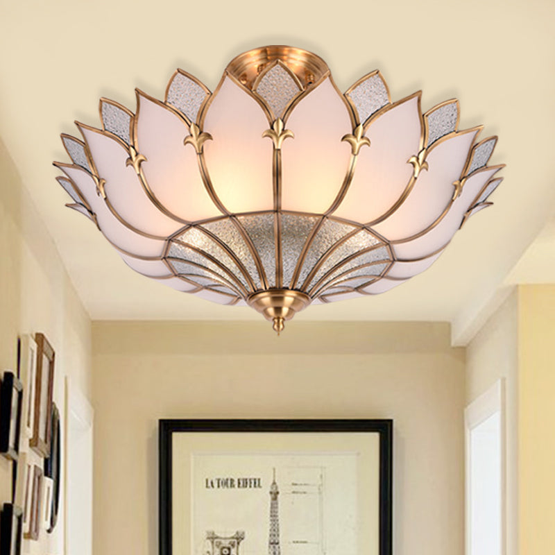 Traditional Brass Lotus Chandelier with Multi-Head Semi Flush Mount Ceiling Fixture for Living Room - 18"/25"/31.5" W