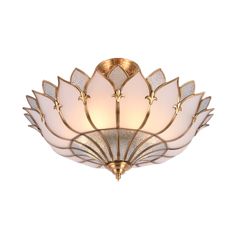 Traditional Brass Lotus Chandelier with Multi-Head Semi Flush Mount Ceiling Fixture for Living Room - 18"/25"/31.5" W