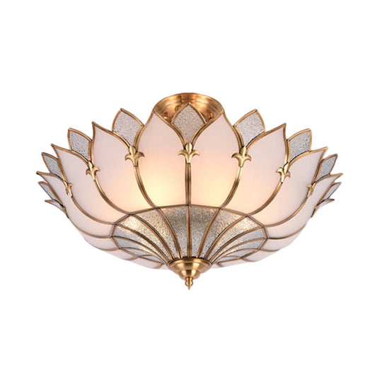 Traditional Brass Lotus Chandelier with Multi-Head Semi Flush Mount Ceiling Fixture for Living Room - 18"/25"/31.5" W