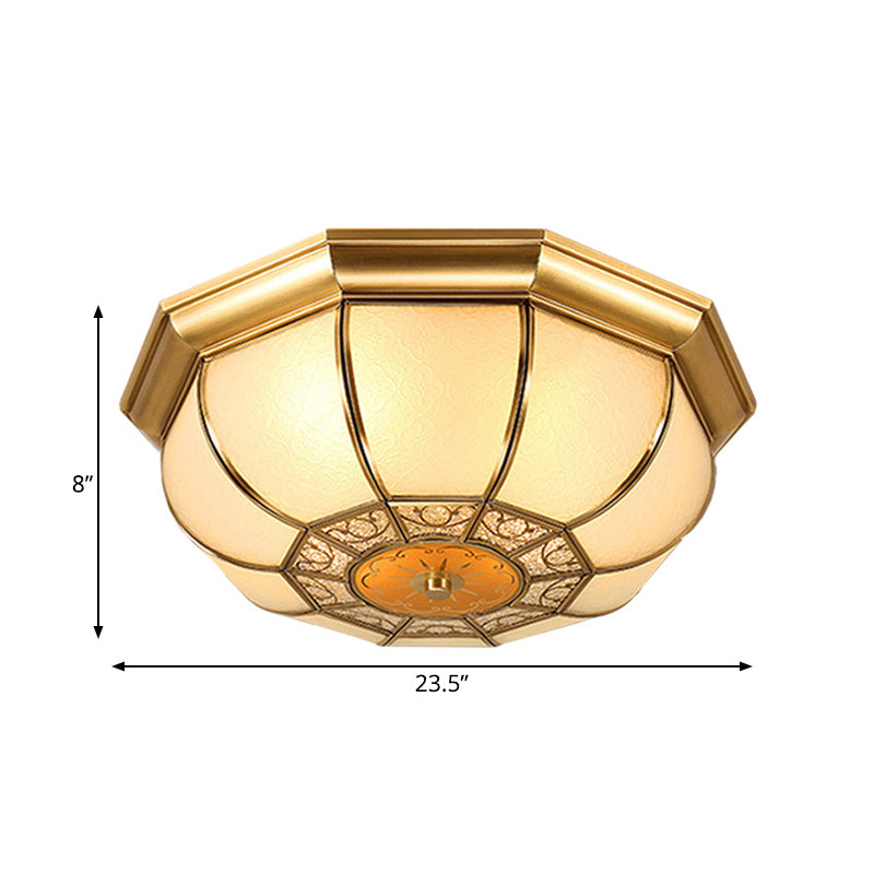 Retro Metal Brass Ceiling Mount Light Fixture - Oval Dining Room Flushmount 3/4/6 Heads 14/18/23.5