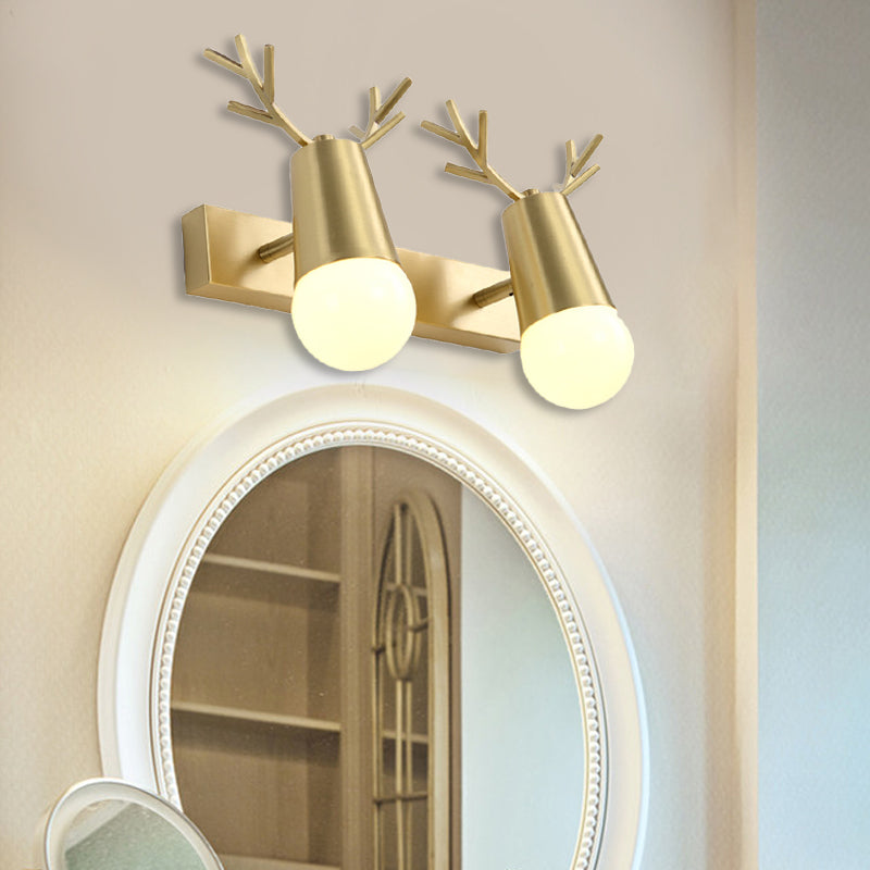 Globe Brass Wall Sconce Lighting For Traditional Bathroom Vanity - Metal 2/3-Head Design