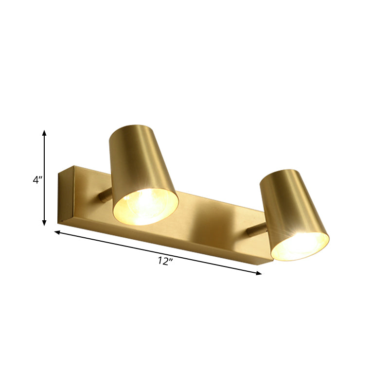 Traditional Brass Vanity Sconce For Bathroom - 1/2/3-Light Conical Wall Fixture