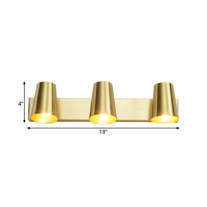 Traditional Brass Vanity Sconce For Bathroom - 1/2/3-Light Conical Wall Fixture