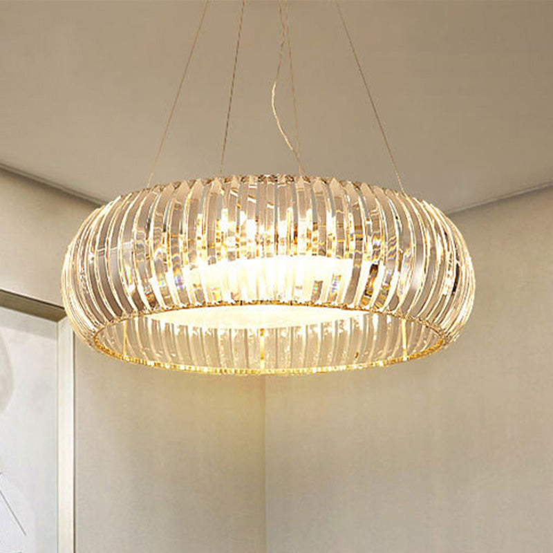 Donut Chandelier Crystal Pendant Light - Modernist Design 6/8 Bulbs Gold Suspension Warm/White