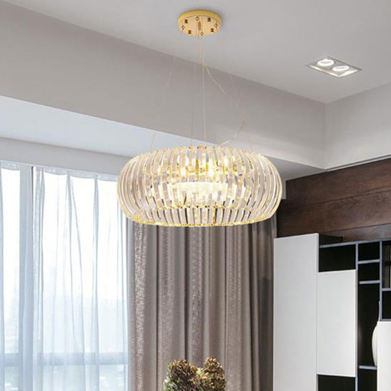 Donut Chandelier Crystal Pendant Light - Modernist Design 6/8 Bulbs Gold Suspension Warm/White