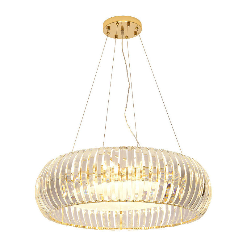 Lustre moderne en cristal en forme de donut - Doré, 6/8 ampoules, lumière chaude/blanche, 21,5"/25,5" de large