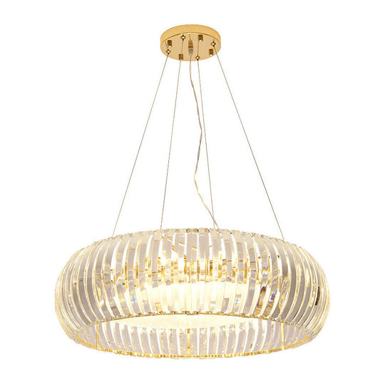 Donut Chandelier Crystal Pendant Light - Modernist Design 6/8 Bulbs Gold Suspension Warm/White