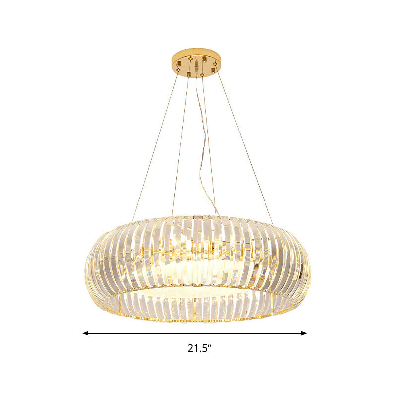 Lustre moderne en cristal en forme de donut - Doré, 6/8 ampoules, lumière chaude/blanche, 21,5"/25,5" de large