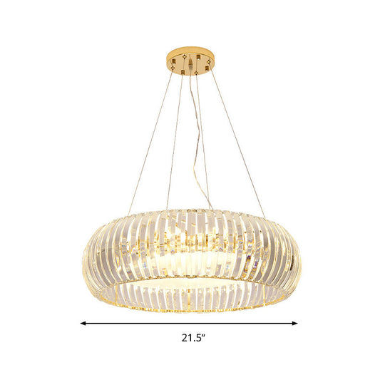 Donut Chandelier Crystal Pendant Light - Modernist Design 6/8 Bulbs Gold Suspension Warm/White