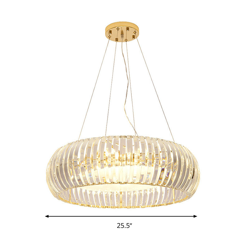 Lustre moderne en cristal en forme de donut - Doré, 6/8 ampoules, lumière chaude/blanche, 21,5"/25,5" de large