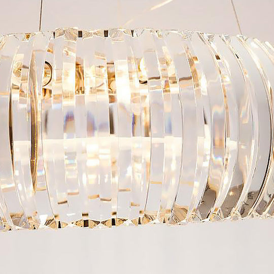 Lustre moderne en cristal en forme de donut - Doré, 6/8 ampoules, lumière chaude/blanche, 21,5"/25,5" de large