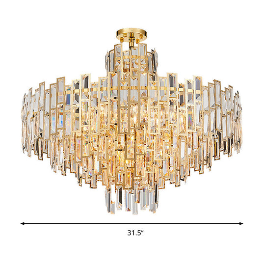 Contemporary Crystal Tiered Hanging Chandelier - 8/13 Heads 23.5/31.5 Gold Light For Living Room