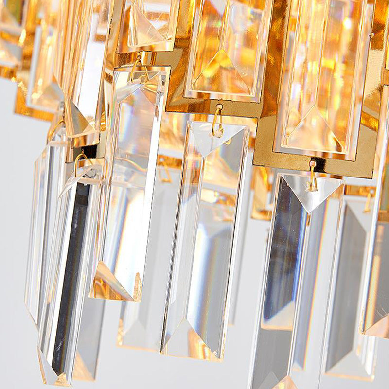 Contemporary Crystal Tiered Hanging Chandelier - 8/13 Heads 23.5/31.5 Gold Light For Living Room