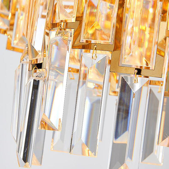 Contemporary Crystal Tiered Hanging Chandelier - 8/13 Heads 23.5/31.5 Gold Light For Living Room