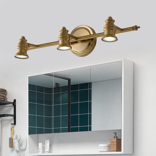 Traditional Metal Bathroom Vanity Sconce Light With 2/3/4-Bulb Wall Mount - Brass 3 /