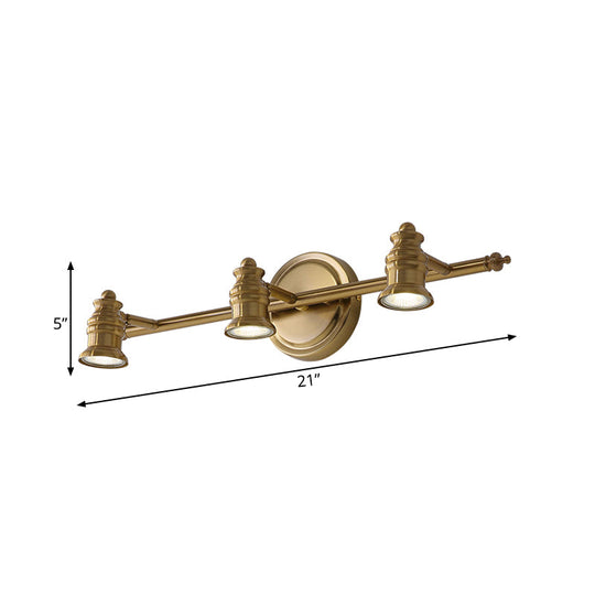 Traditional Metal Bathroom Vanity Sconce Light With 2/3/4-Bulb Wall Mount - Brass