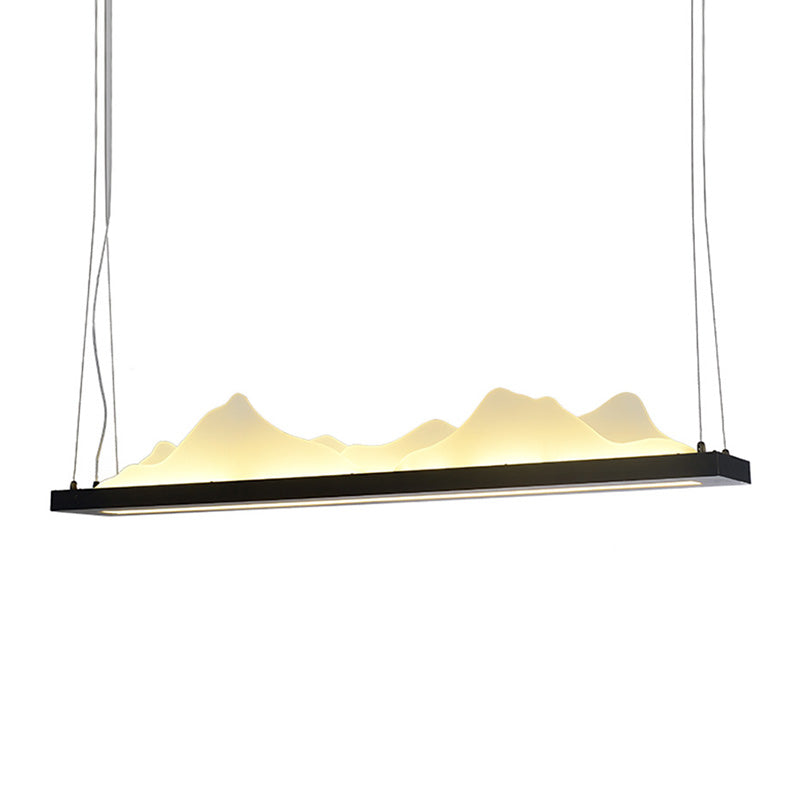 Modern Acrylic Led Island Light Fixture - Black Suspended 31.5/39 Wide