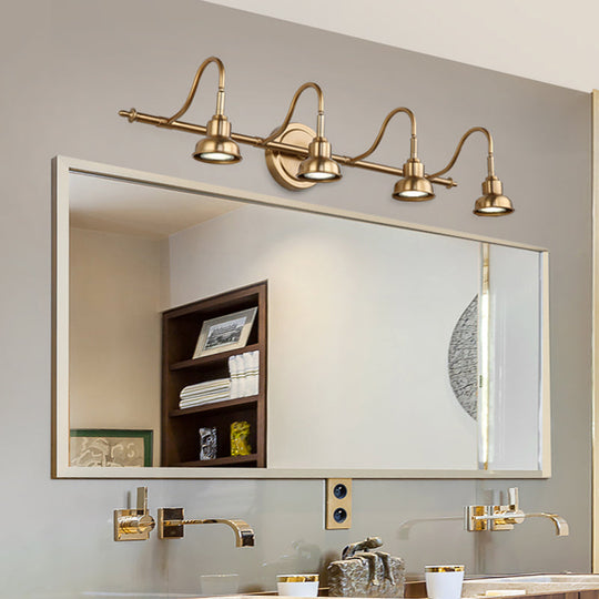 Brass Linear Led Vanity Sconce - Traditional 2/3/4-Light Bathroom Lighting