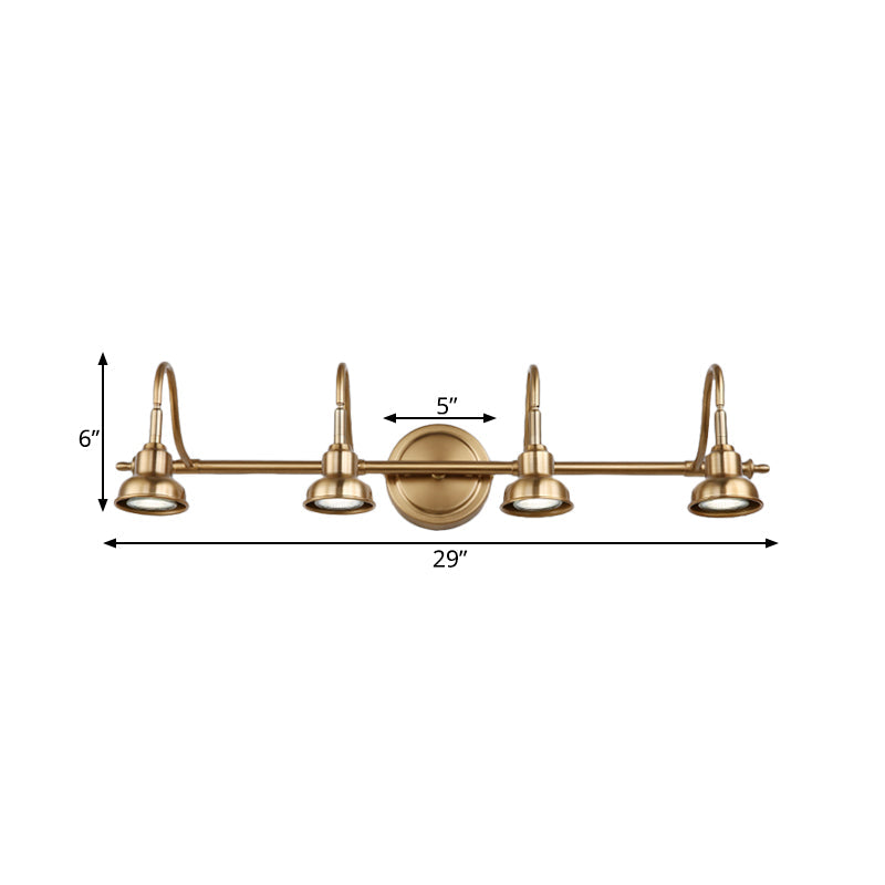 Brass Linear Led Vanity Sconce - Traditional 2/3/4-Light Bathroom Lighting