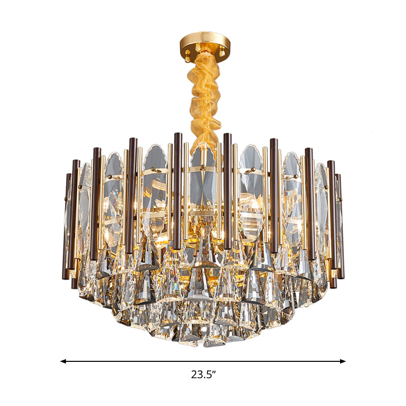 Contemporary Crystal Cylinder Pendant Chandelier - Black Ceiling Hanging Light Multiple Heads