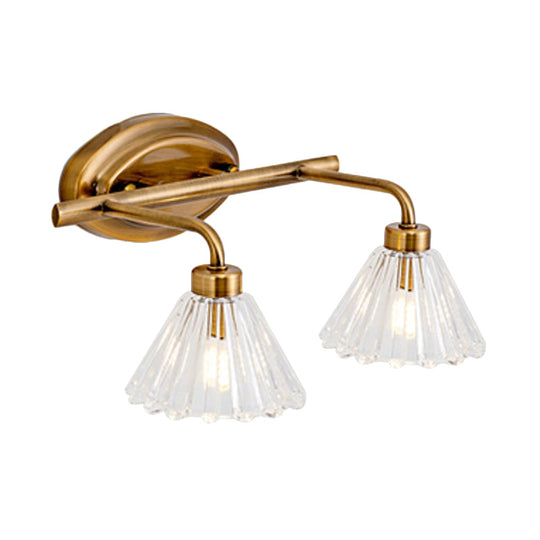 Brass Metal Led Cone Vanity Light Fixture - Traditional 1/2/3-Bulb Wall Sconce Lighting For