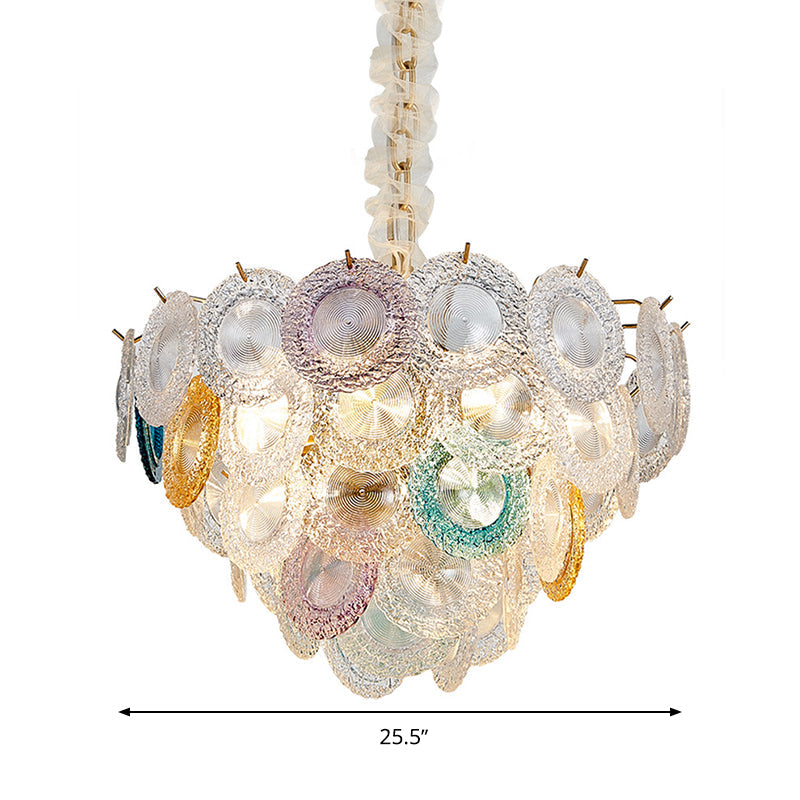 Modern Cut Crystal Conical Chandelier Pendant Light With 12 Bulbs Brass Suspension - 20.5/25.5 Wide