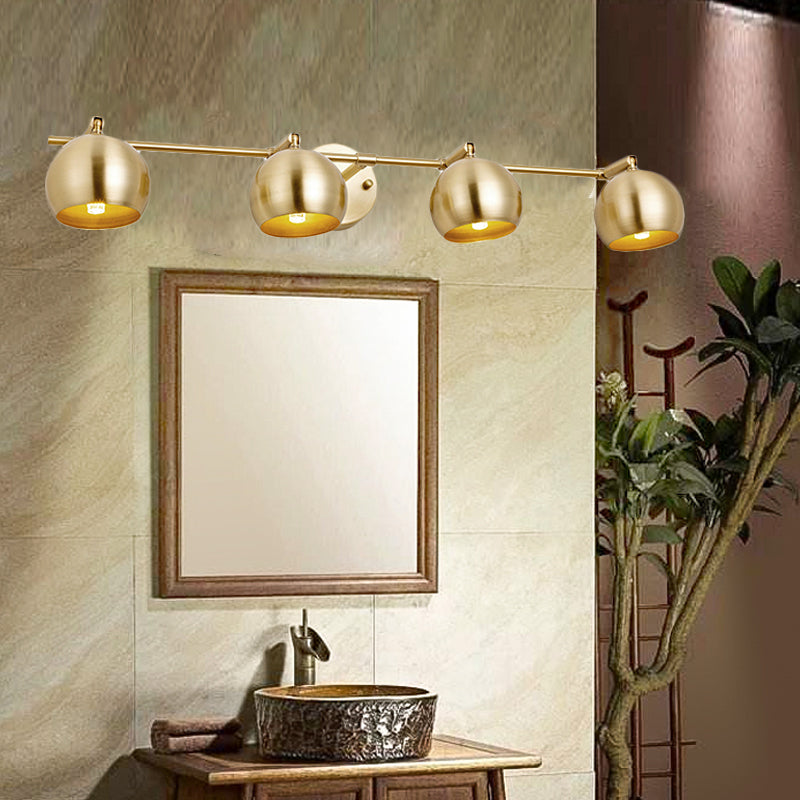 Led Dome Wall Sconce Traditional Brass Metal Vanity Light For Bathroom - 1/2/3 Bulb Options 4 /