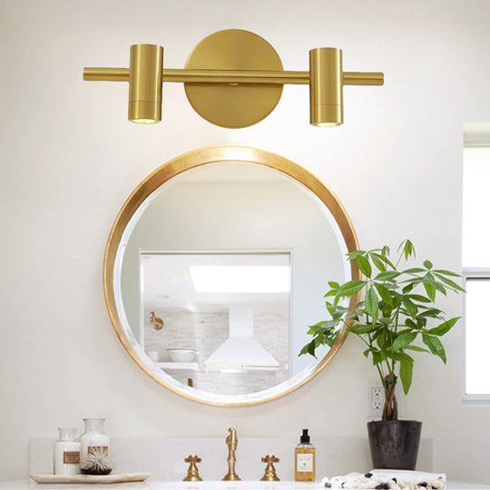 Led Tube Vanity Lamp: Traditional Brass Metal Wall Sconce For Bathroom - 2/3/4 Lights 2 /