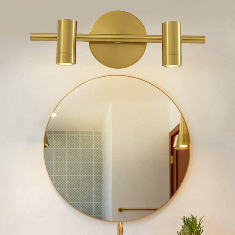 Led Tube Vanity Lamp: Traditional Brass Metal Wall Sconce For Bathroom - 2/3/4 Lights