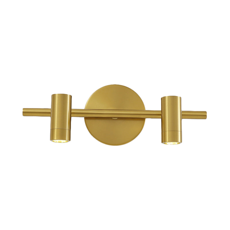 Led Tube Vanity Lamp: Traditional Brass Metal Wall Sconce For Bathroom - 2/3/4 Lights