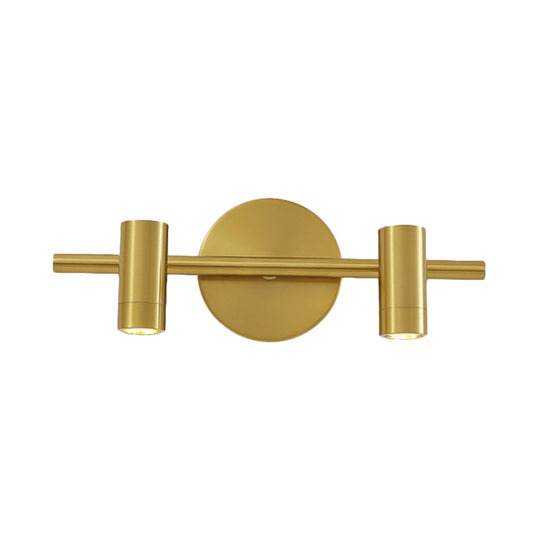 Led Tube Vanity Lamp: Traditional Brass Metal Wall Sconce For Bathroom - 2/3/4 Lights