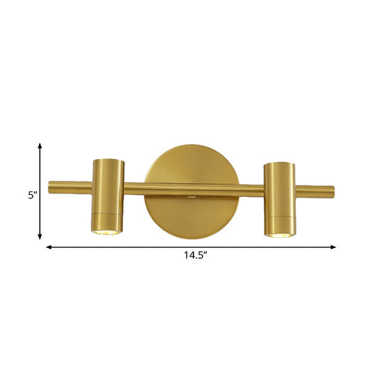 Led Tube Vanity Lamp: Traditional Brass Metal Wall Sconce For Bathroom - 2/3/4 Lights