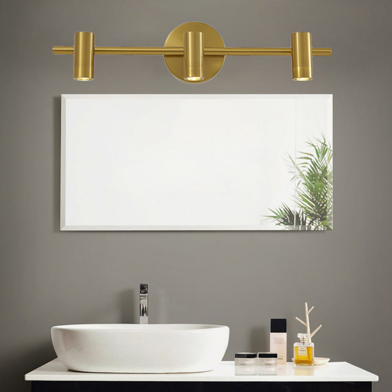 Led Tube Vanity Lamp: Traditional Brass Metal Wall Sconce For Bathroom - 2/3/4 Lights