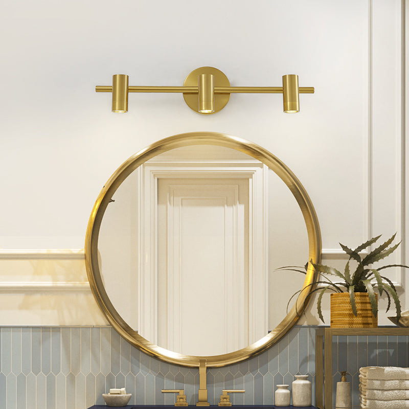 Led Tube Vanity Lamp: Traditional Brass Metal Wall Sconce For Bathroom - 2/3/4 Lights