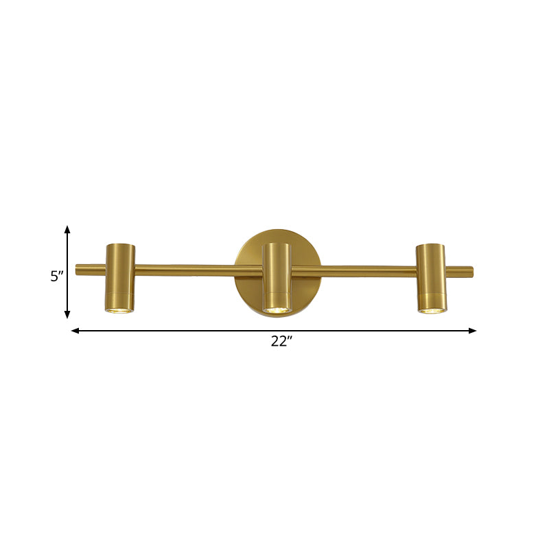 Led Tube Vanity Lamp: Traditional Brass Metal Wall Sconce For Bathroom - 2/3/4 Lights